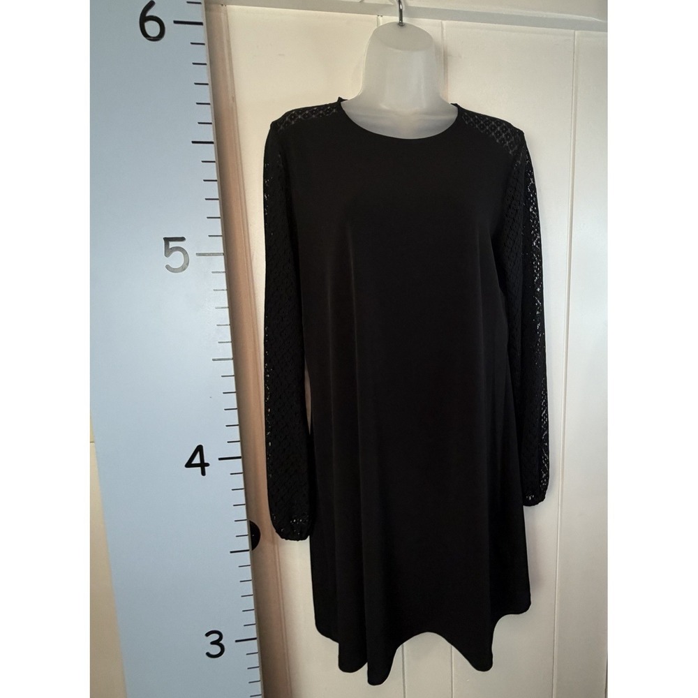 Michael Kors Black Long Lace Sleeve Dress Large Mob Wife Witchy Goth